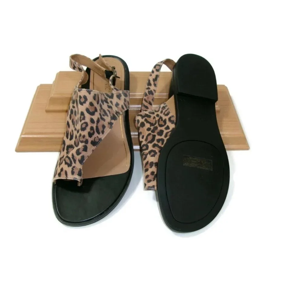 Vionice Womens Ella Toffee Leather Leopard Print Sandals Shoes Size 10 M - Picture 11 of 16